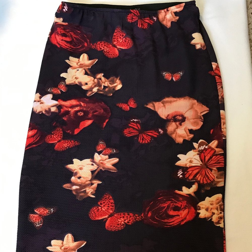 Modcloth Floral and Butterfly Pencil Skirt